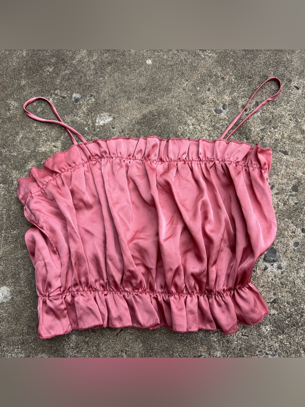 SHEIN Dusty Rose Ruffle Crop Top